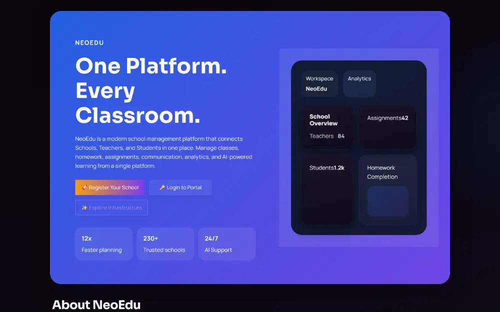 NeoEdu real platform interface